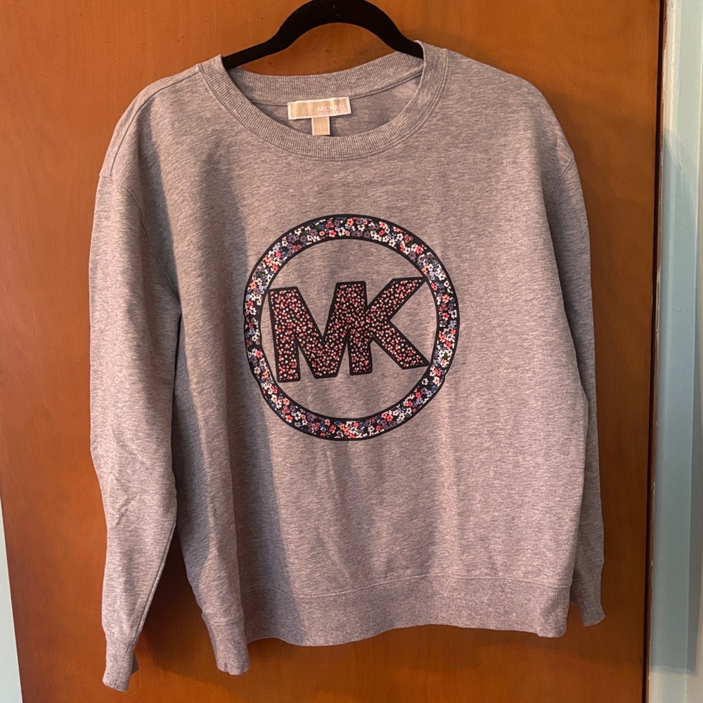 Michael Kors Heather Gray Sweatshirt with Floral Emblem